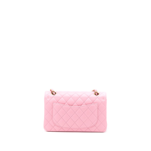 Chanel Small Classic Flap Bag Lambskin Pink LGHW (Microchip)