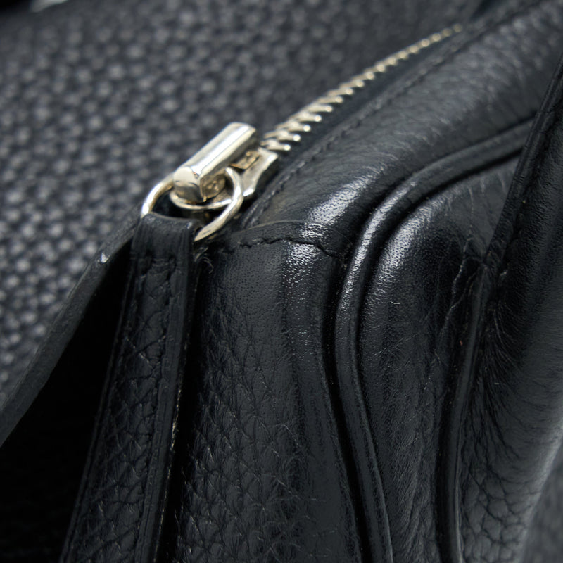 Hermes Lindy 30 Clemence Black SHW Stamp Square Q