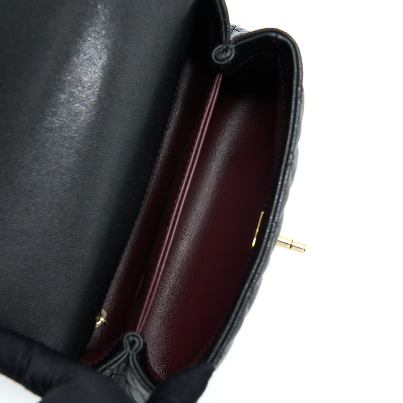 Chanel Small Coco Handle Caviar Black LGHW (Microchip)