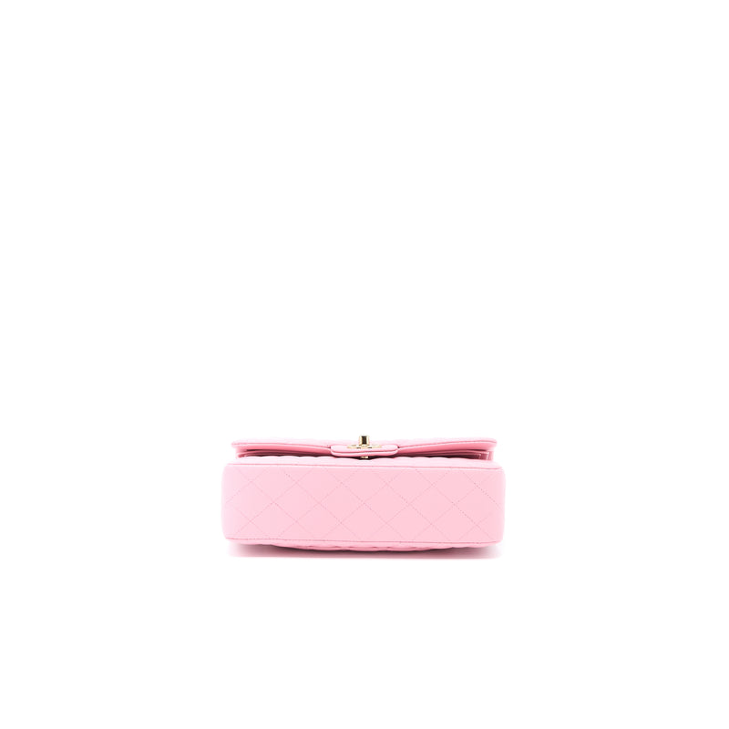 Chanel Small Classic Flap Bag Lambskin Pink LGHW (Microchip)