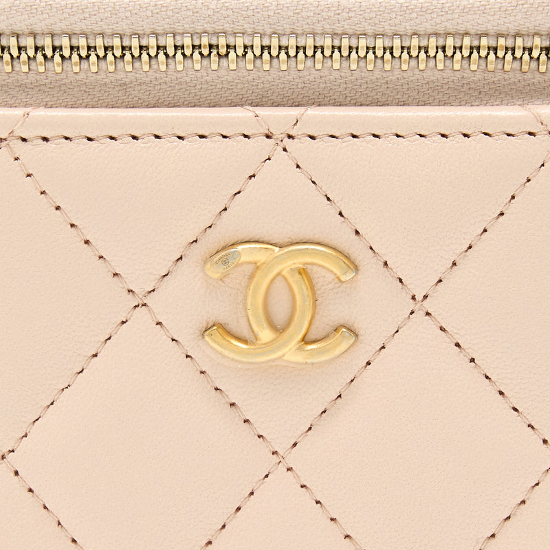 Chanel Pearl Crush Mini Vanity With Chain Lambskin Light Pink GHW