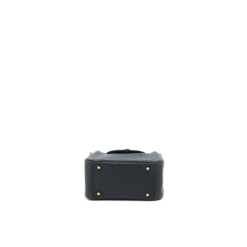 Hermes Mini Lindy Ostrich Black GHW Stamp Z