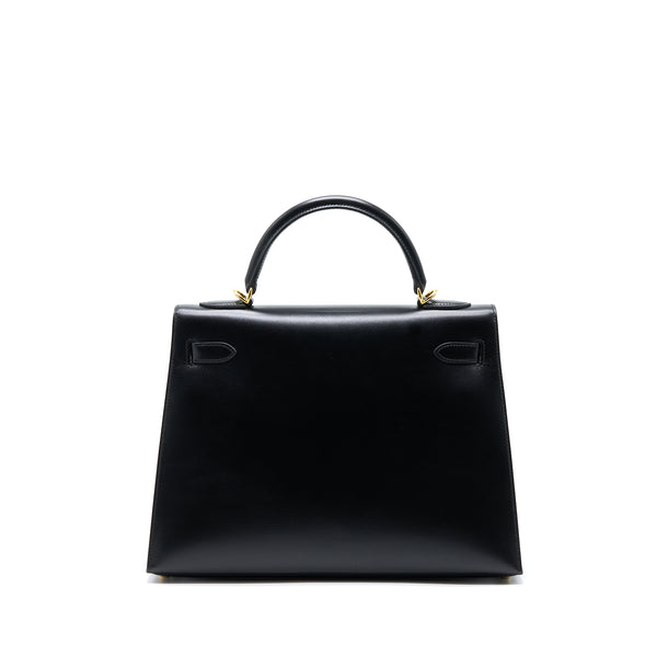 Hermes Vintage Kelly 32 Box Black GHW Stamp Square I