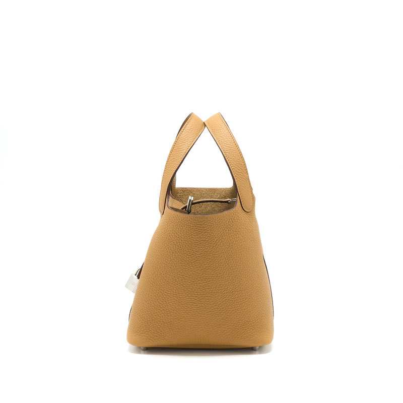 Hermes Picotin 18 Lock Bag Clemence 4b Biscuit SHW Stamp U
