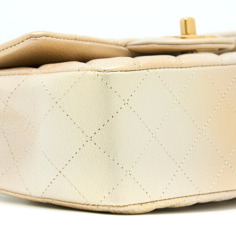 Chanel 22C Mini Rectangular Flap Bag Goatskin Ombre Beige Brushed GHW(Microchip)