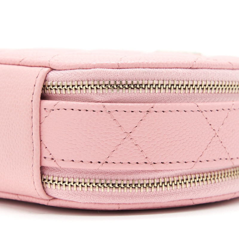 Chanel 22C Mini Round Purse Vanity Caviar Light Pink LGHW