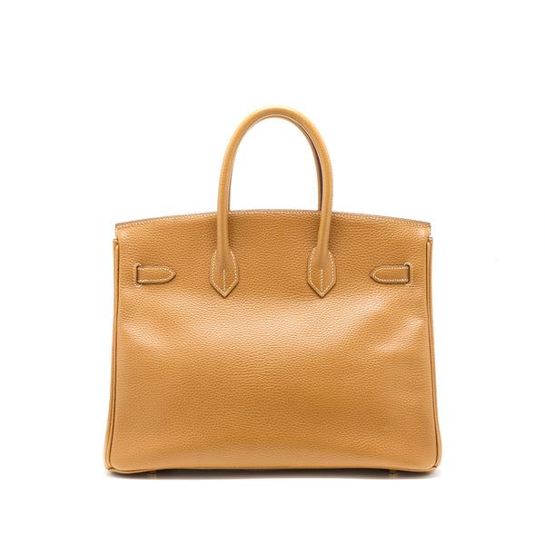 Hermes Vintage Birkin 35 Courchevel Natural Sable GHW Stamp Square F