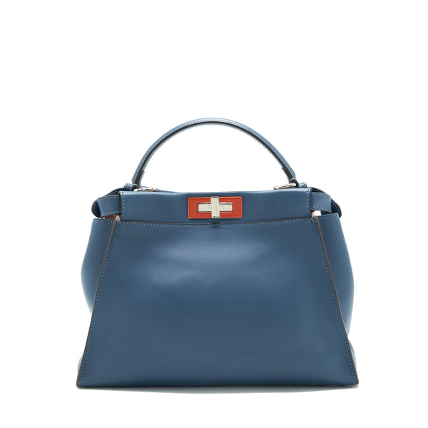 Fendi Medium Peekaboo Bag dark blue Multi colour Hardware