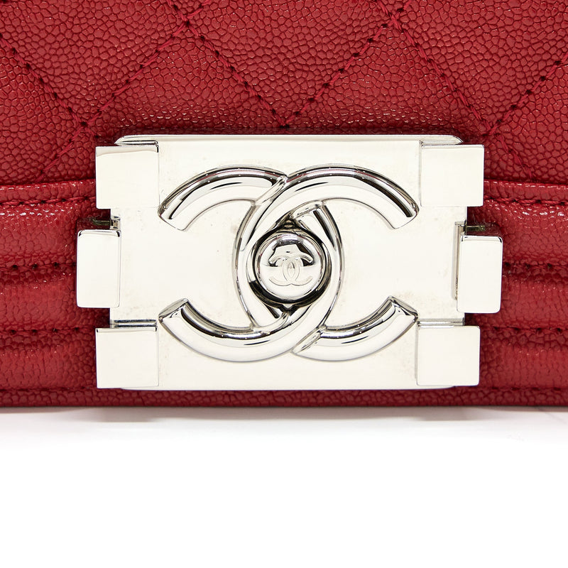Chanel Medium Boy Bag Caviar Red SHW