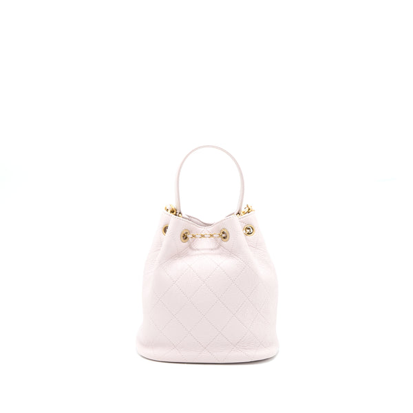 Chanel Drawstring Bucket Bag Lambskin Light Pink GHW