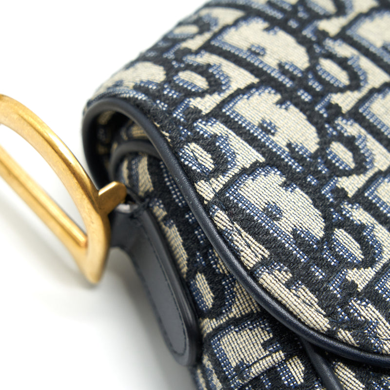 Dior Medium Saddle Bag Blue Oblique Jacquard