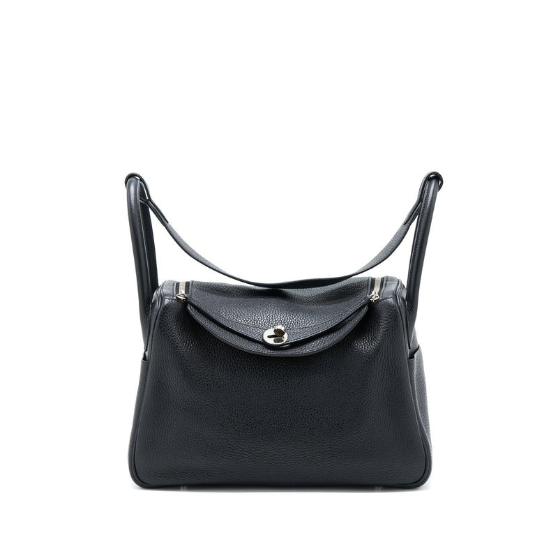 Hermes Lindy 30 Clemence Black/Toffee SHW Stamp C