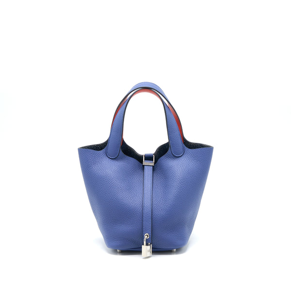Hermes Picotin 18 Lock Bag Clemence Bleu Brighton/Capucine SHW Stamp C