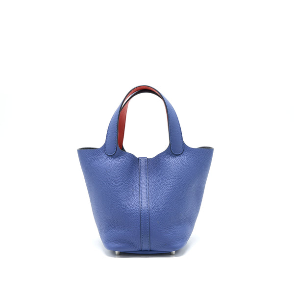 Hermes Picotin 18 Lock Bag Clemence Bleu Brighton/Capucine SHW Stamp C
