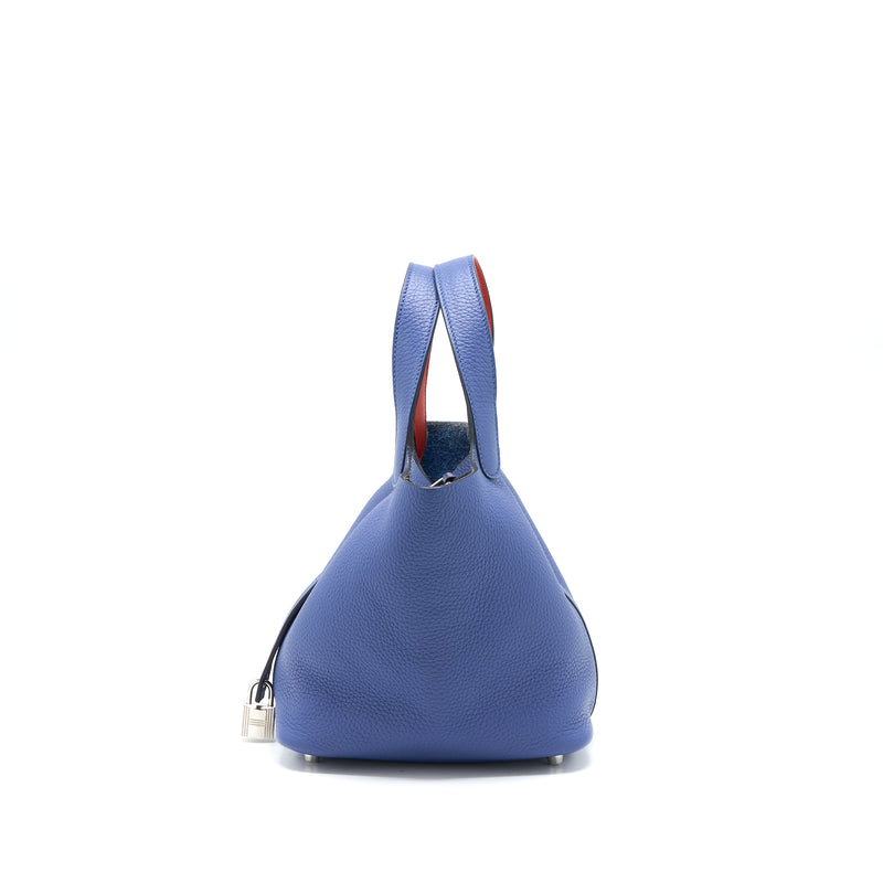 Hermes Picotin 18 Lock Bag Clemence Bleu Brighton/Capucine SHW Stamp C