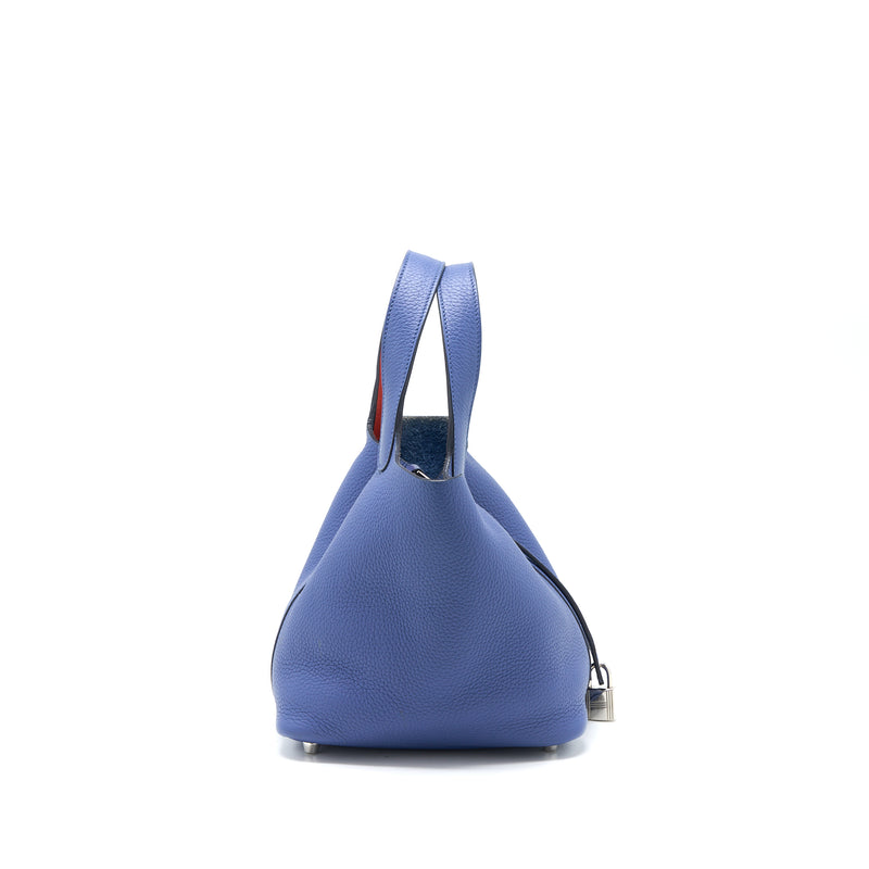 Hermes Picotin 18 Lock Bag Clemence Bleu Brighton/Capucine SHW Stamp C