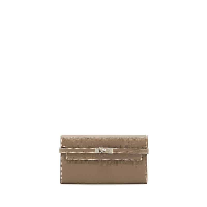 Hermes Classic Kelly Long Wallet Epsom Etoupe SHW Stamp C