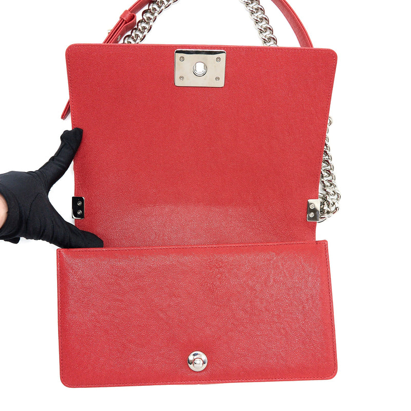 Chanel Medium Boy Bag Caviar Red SHW