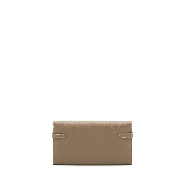 Hermes Classic Kelly Long Wallet Epsom Etoupe SHW Stamp C