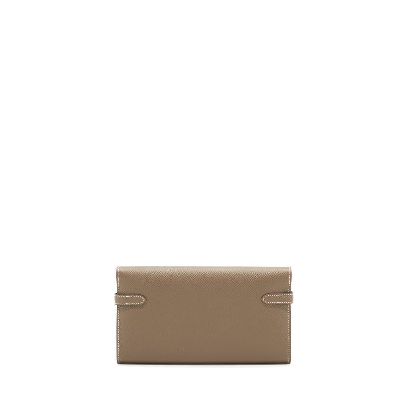 Hermes Classic Kelly Long Wallet Epsom Etoupe SHW Stamp C