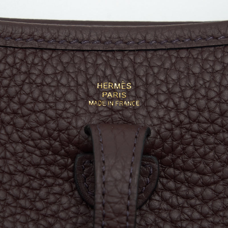 Hermes Mini Evelyne Clemence Rouge Sellier, With Multicolour Strap GHW Stamp U