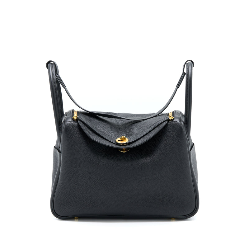 Hermes Lindy 30 Clemence Black GHW Stamp U