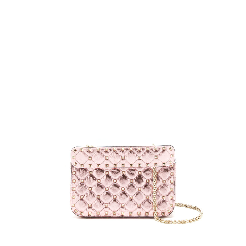 Valentino Garavani rockstud Spike Small leather Shoulder bag Metallic Pink LGHW