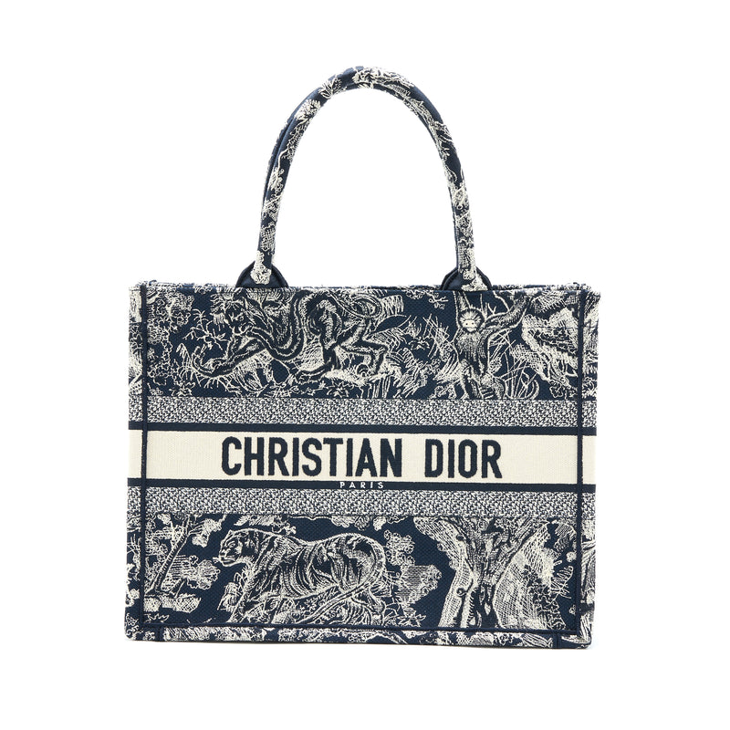 Dior Medium Book Tote Blue Toile De Jouy Embroidery