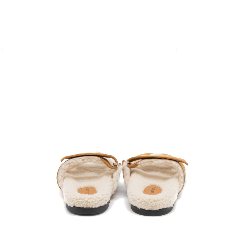 Hermes Size 37 Chypre Sandal Beige Doreen/Ecru