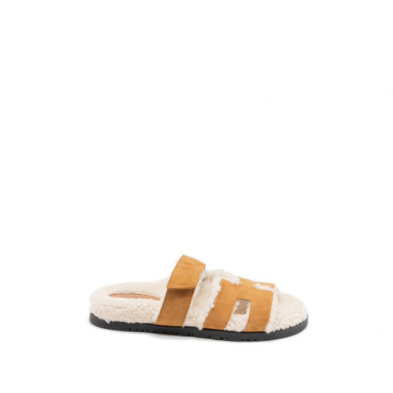 Hermes Size 37 Chypre Sandal Beige Doreen/Ecru