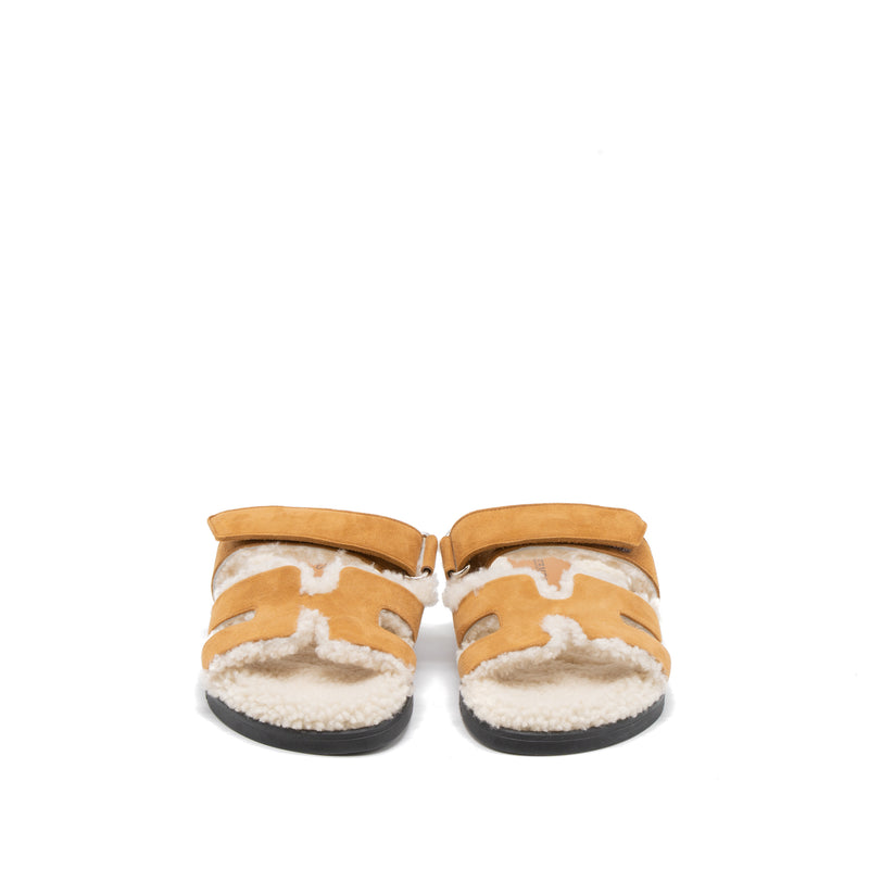 Hermes Size 37 Chypre Sandal Beige Doreen/Ecru