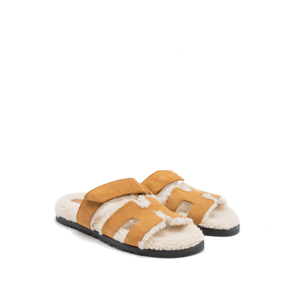 Hermes Size 37 Chypre Sandal Beige Doreen/Ecru