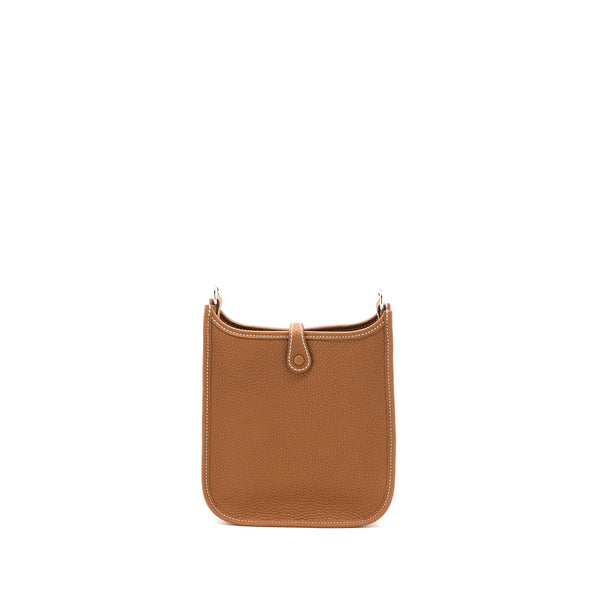 Hermes Mini Evelyn Clemence Gold with Gold-Blanc Strap SHW Stamp B