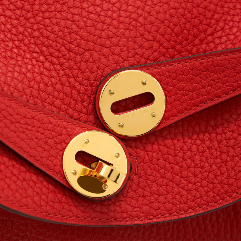 Hermes Lindy 26 Clemence Rouge De Coeur GHW Stamp D