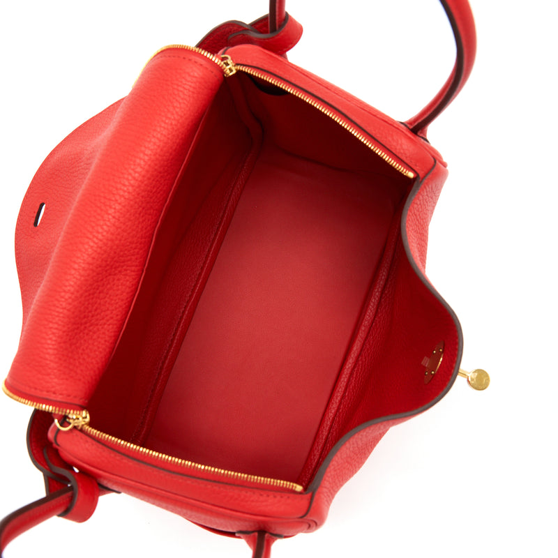 Hermes Lindy 26 Clemence Rouge De Coeur GHW Stamp D