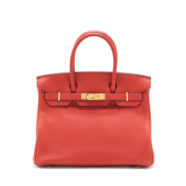 Hermes Birkin 30 Togo D5 Geranium GHW Stamp X