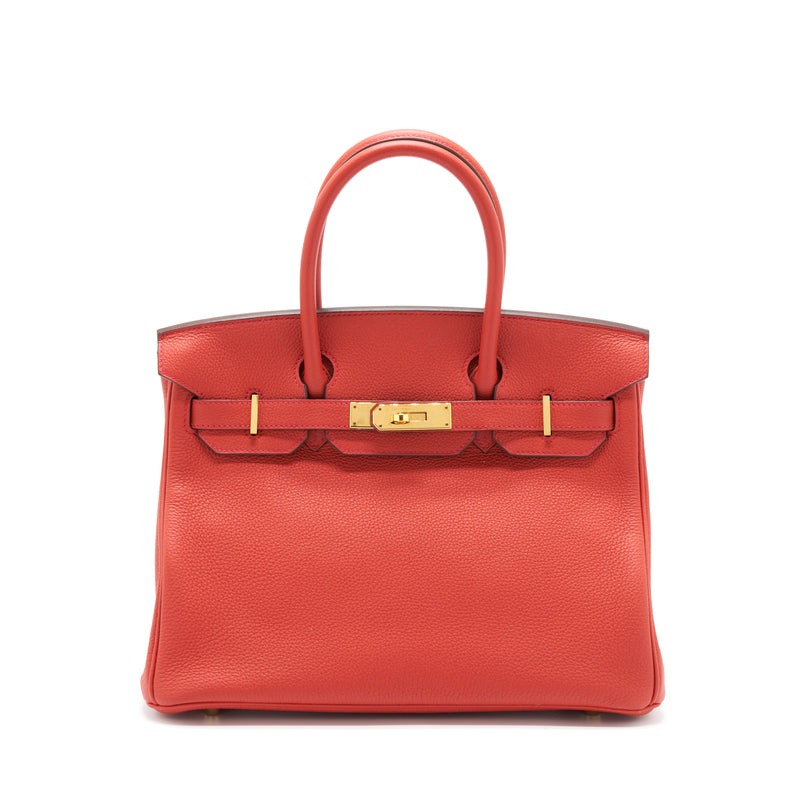 Hermes Birkin 30 Togo D5 Geranium GHW Stamp X