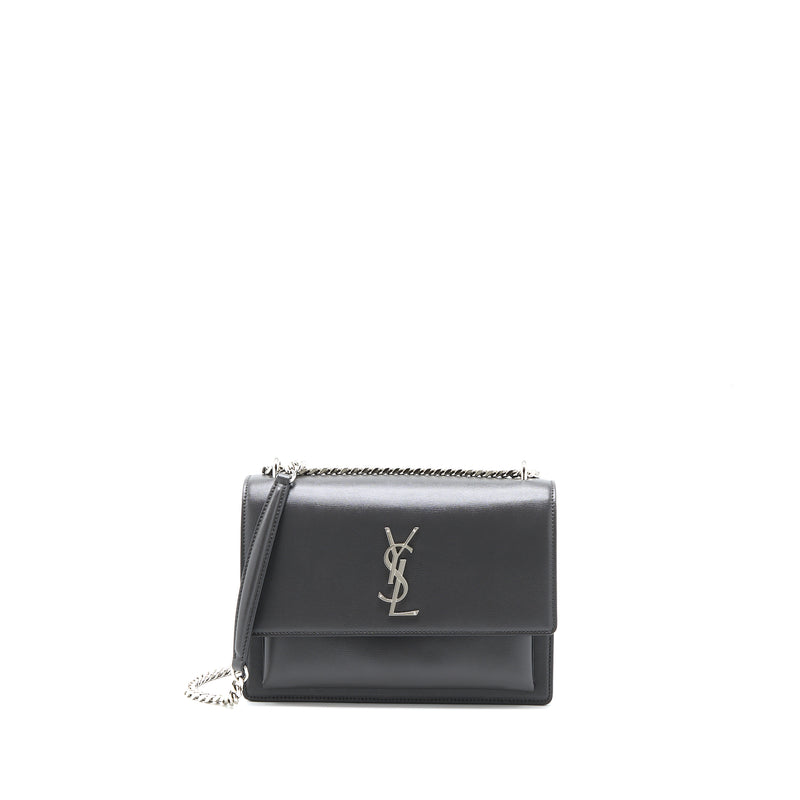 Saint Laurent Sunset Chain Bag Calfskin Dark Grey SHW