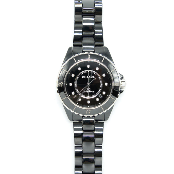 Chanel J12 Watch Calibre 12.1, 38mm Black Ceramic And Steel, Diamond Indicators H5702