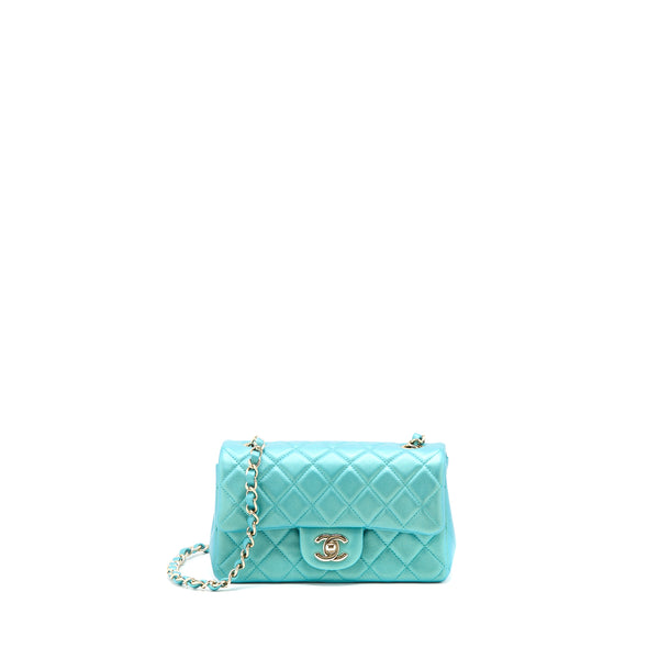 Chanel 21S Mini Rectangular Flap Bag Calfskin Iridescent Green LGHW