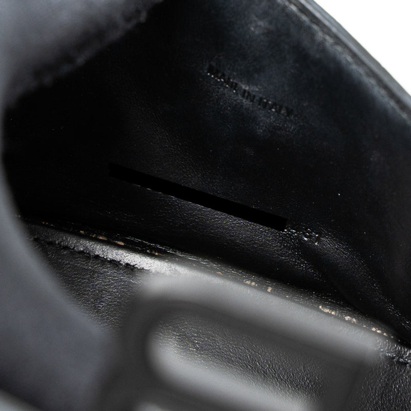 Balenciaga Hourglass XS Croc-Embossed Calfskin So Black
