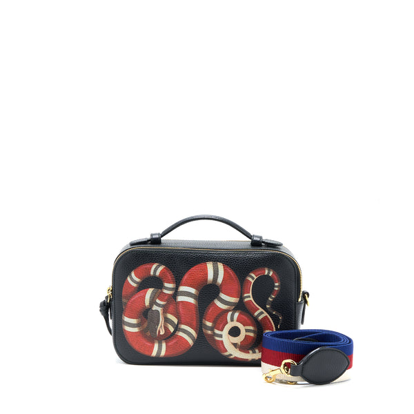 Gucci Snake Printed Camera Bag Calfskin Black GHW