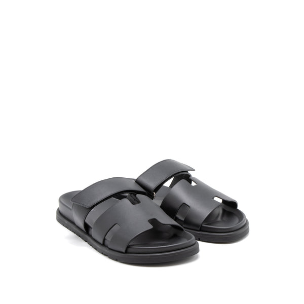 Hermes Size 40 Men’s Chypre Sandals Calfskin Black