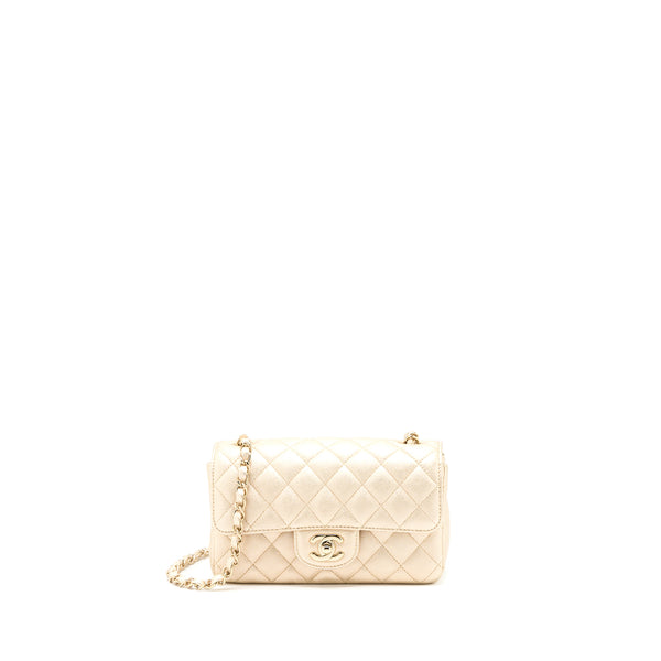 Chanel 21P Mini Rectangular Flap Bag Grained Lambskin Gold LGHW