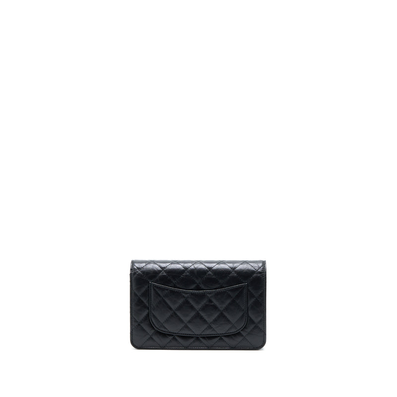 Chanel 2.55 Reissue Wallet on Chain Aged Calfskin Black Brushed GHW (Microchip)