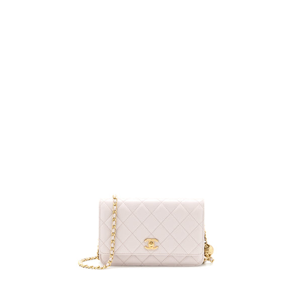 Chanel Pearl Crush Wallet on Chain Lambskin Lialic/Light Purple Brushed GHW (Microchip)