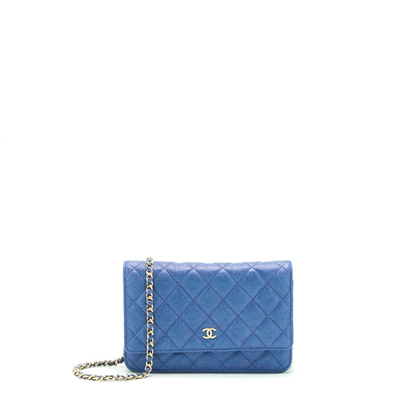 Chanel Classic Wallet On Chain Caviar Iridescent Blue LGHW