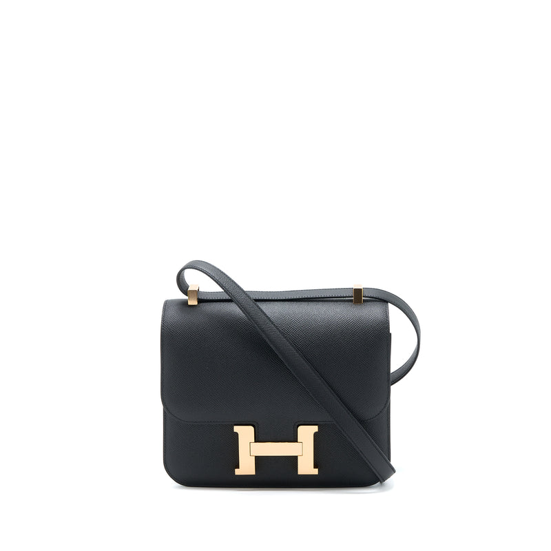 Hermes Constance 24 Epsom Black RGHW Stamp C