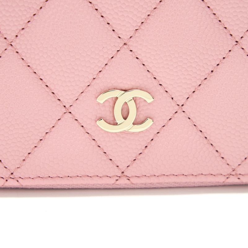 Chanel 22C Zip Cardholder Pink Caviar LGHW