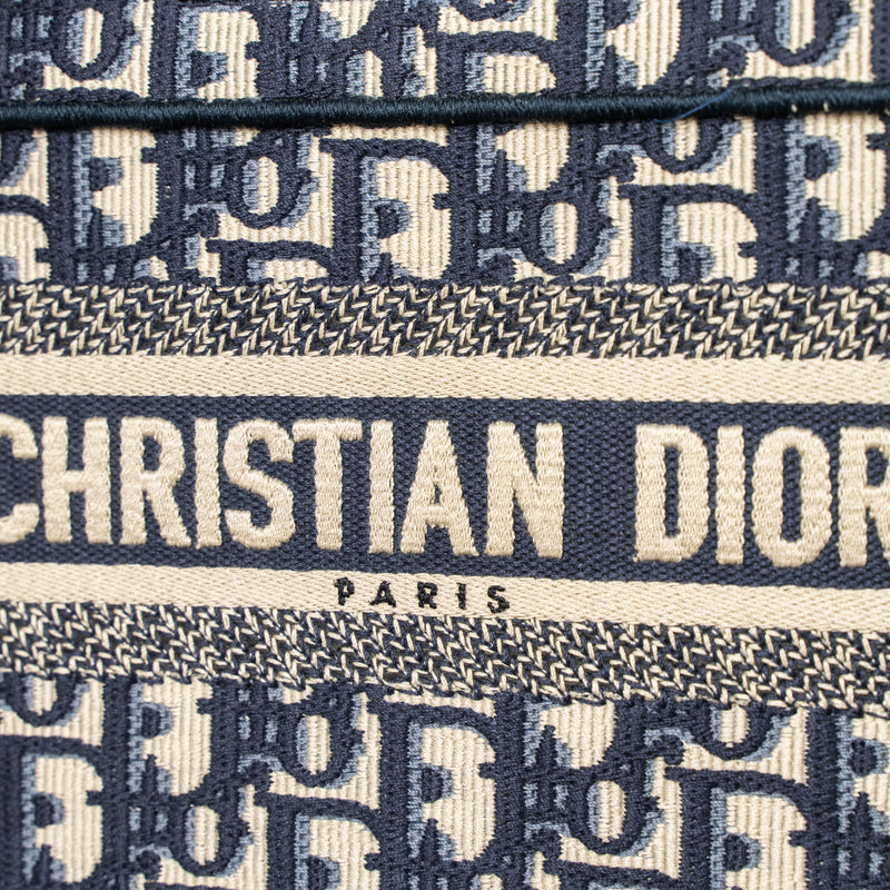 Dior Mini book Tote Blue Oblique Embroidery